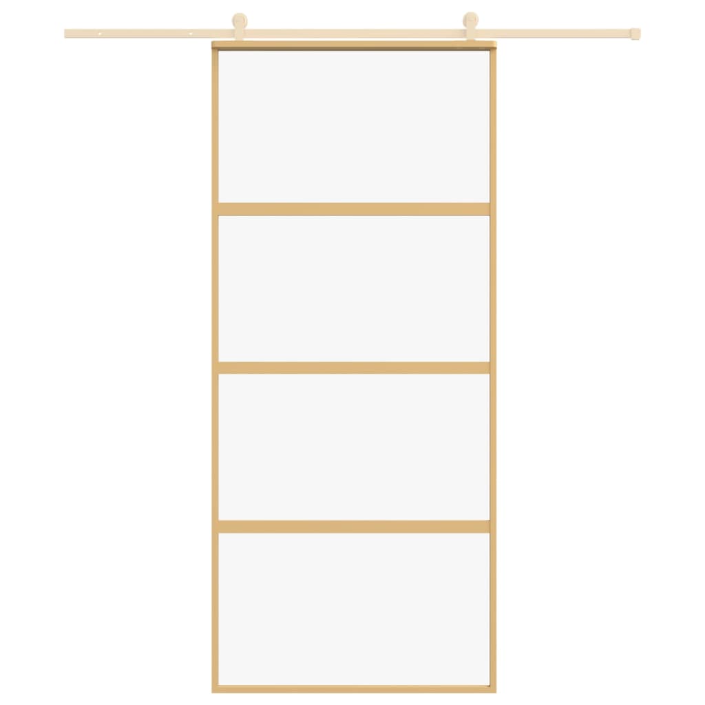 Porta Scorrevole Dorata 90x205 Vetro Trasparente ESG Alluminiocod mxl 131669