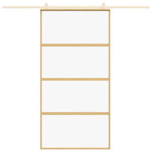 Porta Scorrevole Oro 102,5x205 Vetro Trasparente ESG Alluminiocod mxl 107695