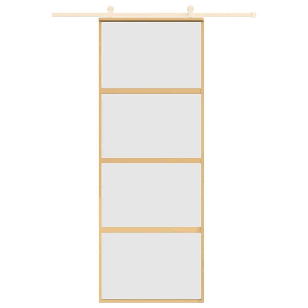 Porta Scorrevole Dorata 76x205 Vetro Smerigliato ESG Alluminio 155181
