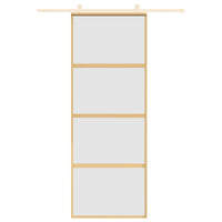 Porta Scorrevole Dorata 76x205 Vetro Smerigliato ESG Alluminio 155181