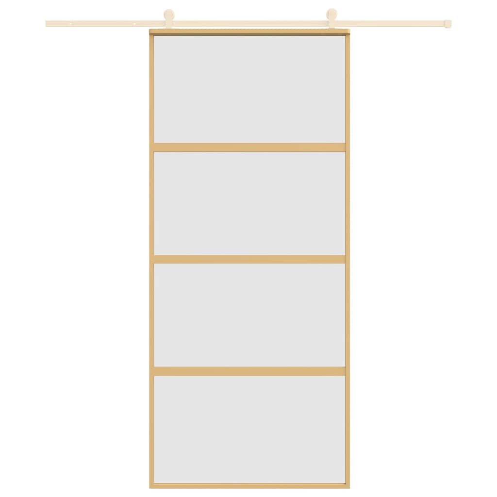 Porta Scorrevole Dorata 90x205 Vetro Smerigliato ESG Alluminio 155182