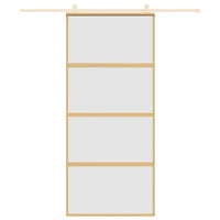 Porta Scorrevole Dorata 90x205 Vetro Smerigliato ESG Alluminio 155182