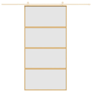 Porta Scorrevole Oro 102,5x205 Vetro Smerigliato ESG Alluminio 155183