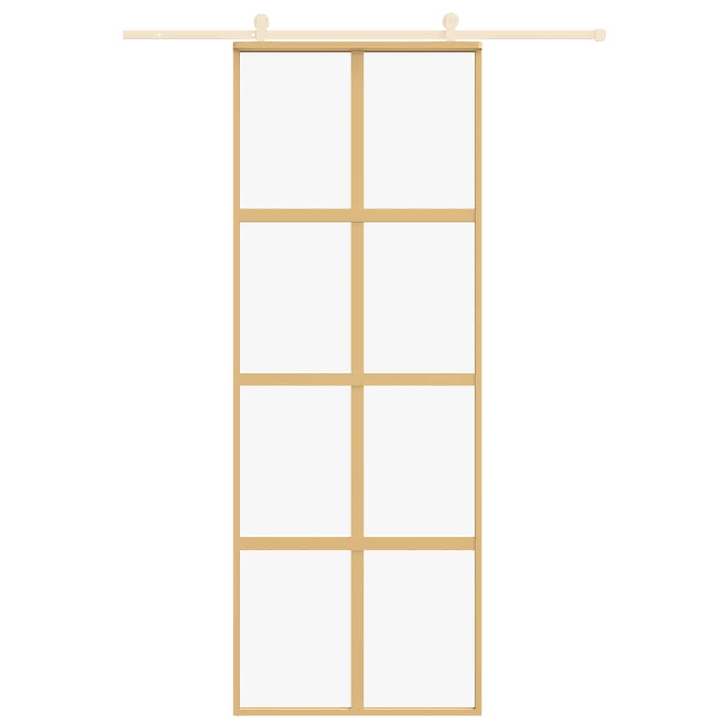 Porta Scorrevole Dorata 76x205 Vetro Trasparente ESG Alluminio 155184
