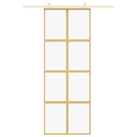Porta Scorrevole Dorata 76x205 Vetro Trasparente ESG Alluminio 155184