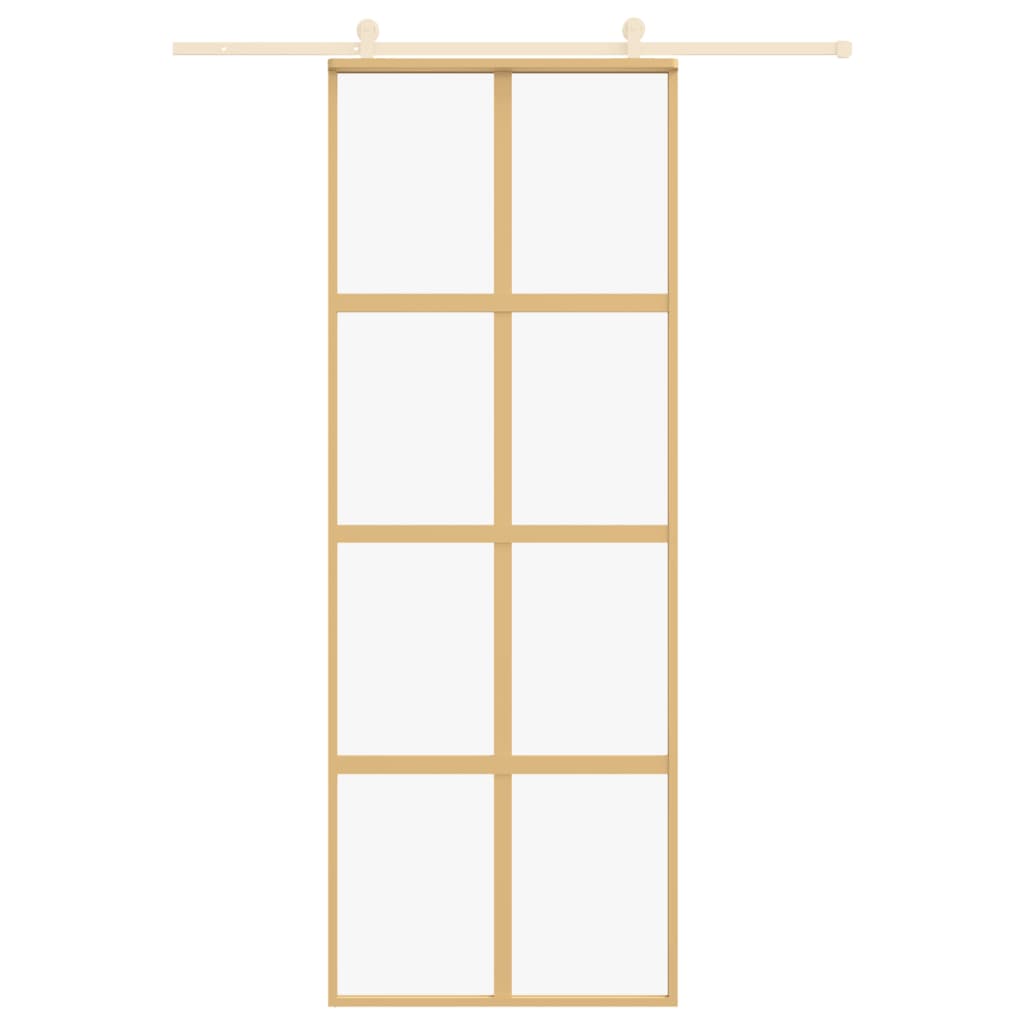 Porta Scorrevole Dorata 76x205 Vetro Trasparente ESG Alluminio