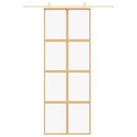 Porta Scorrevole Dorata 76x205 Vetro Trasparente ESG Alluminio