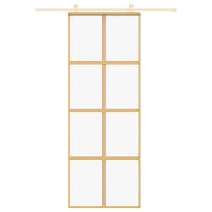 Porta Scorrevole Dorata 76x205 Vetro Trasparente ESG Alluminio
