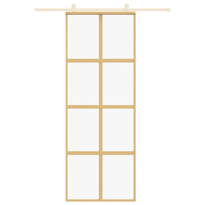 Porta Scorrevole Dorata 76x205 Vetro Trasparente ESG Alluminio