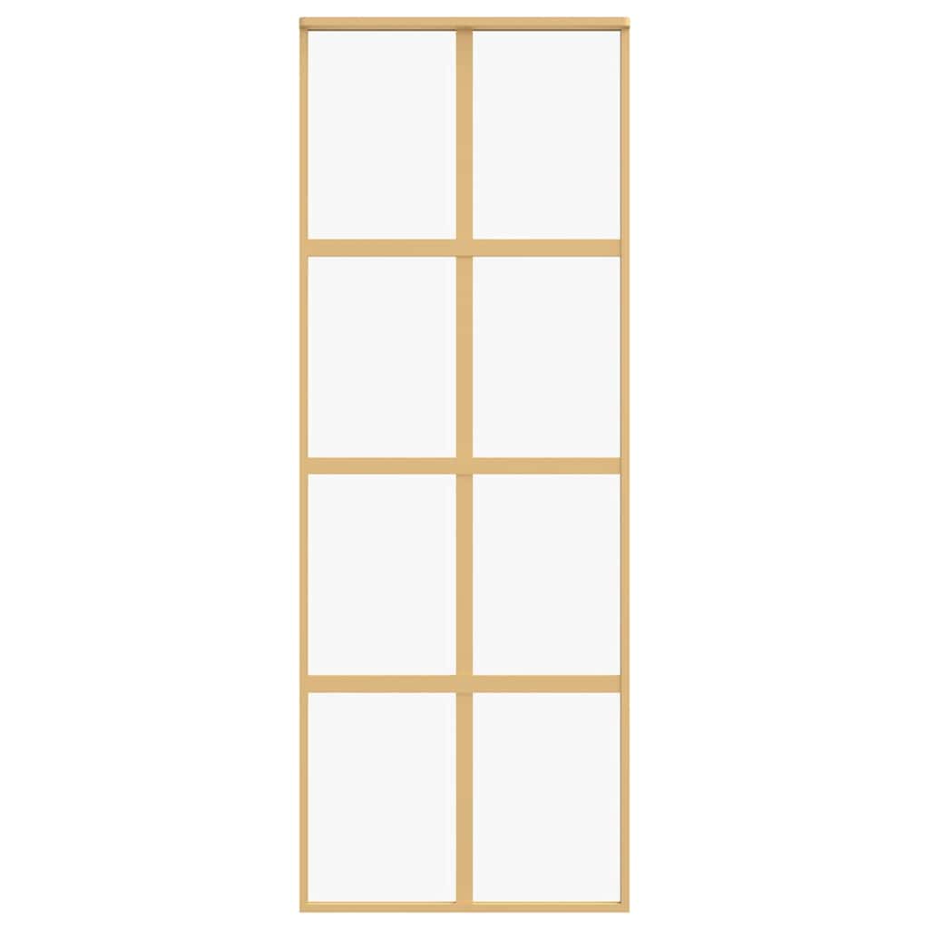 Porta Scorrevole Dorata 76x205 Vetro Trasparente ESG Alluminio 155184