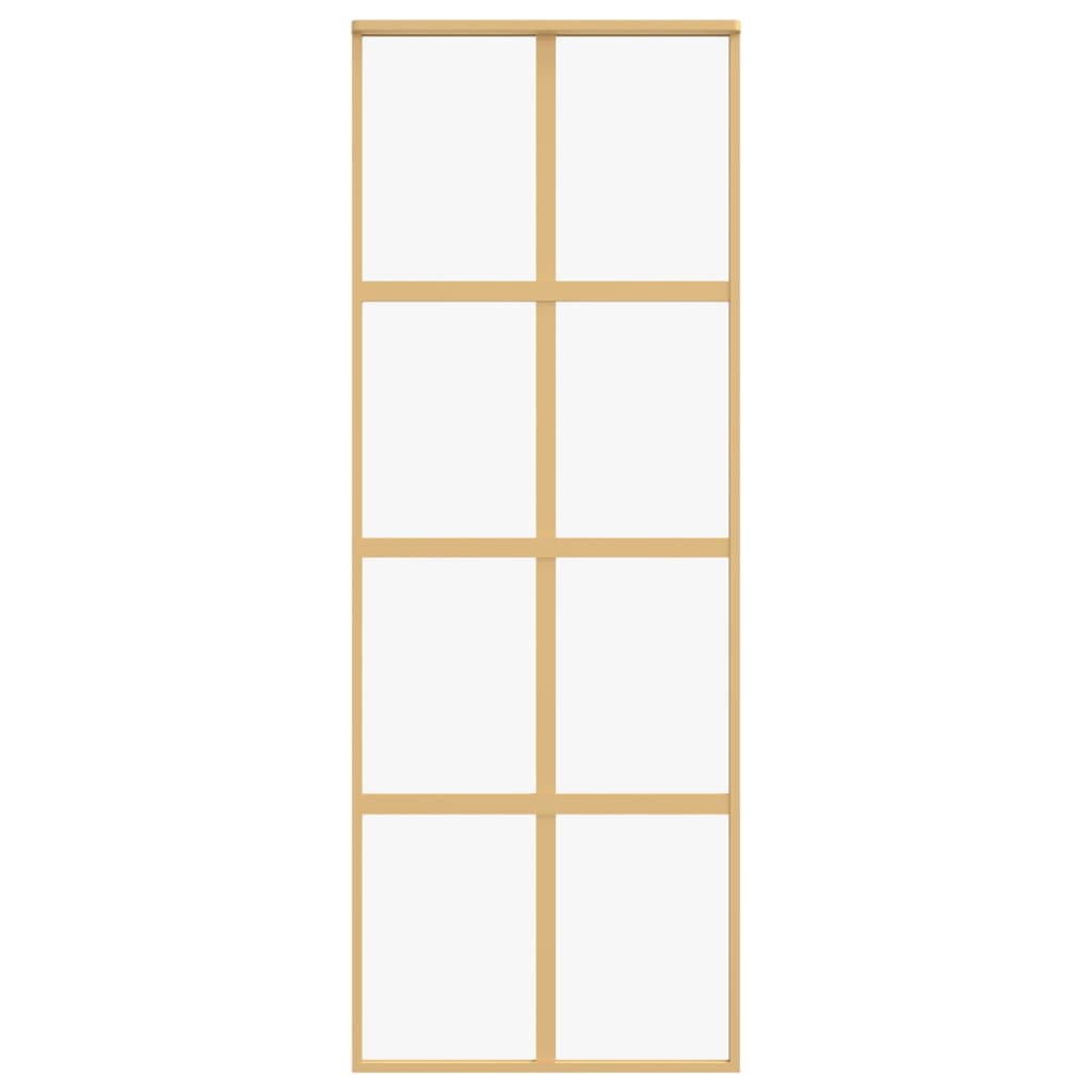 Porta Scorrevole Dorata 76x205 Vetro Trasparente ESG Alluminio
