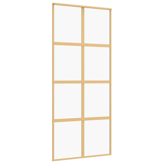 Porta Scorrevole Dorata 90x205 Vetro Trasparente ESG Alluminio 155185