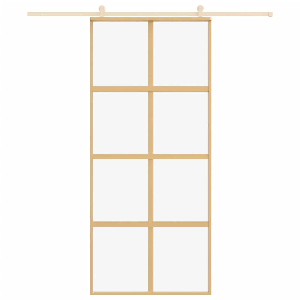 Porta Scorrevole Dorata 90x205 Vetro Trasparente ESG Alluminiocod mxl 131672