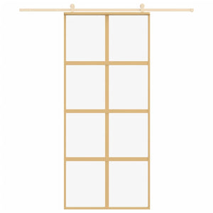 Porta Scorrevole Dorata 90x205 Vetro Trasparente ESG Alluminiocod mxl 131672