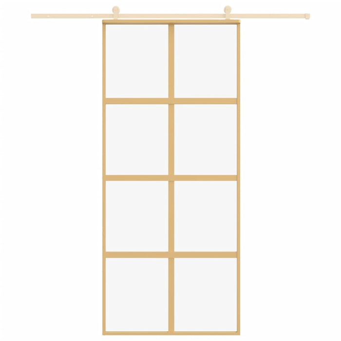 Porta Scorrevole Dorata 90x205 Vetro Trasparente ESG Alluminiocod mxl 131672