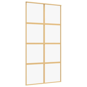 Porta Scorrevole Oro 102,5x205 Vetro Trasparente ESG Alluminio