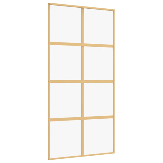 Porta Scorrevole Oro 102,5x205 Vetro Trasparente ESG Alluminio