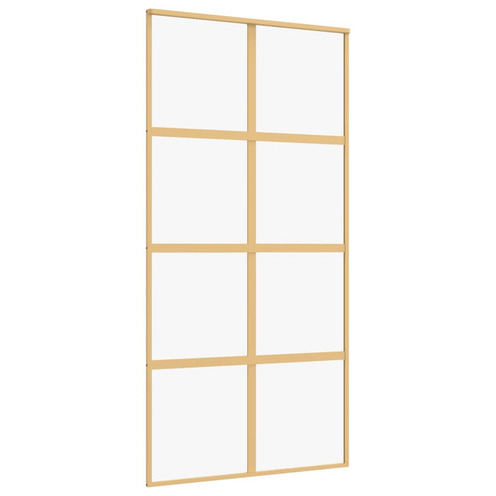 Porta Scorrevole Oro 102,5x205 Vetro Trasparente ESG Alluminio
