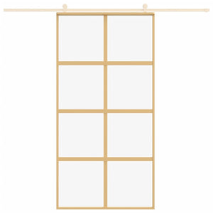 Porta Scorrevole Oro 102,5x205 Vetro Trasparente ESG Alluminio