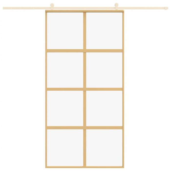 Porta Scorrevole Oro 102,5x205 Vetro Trasparente ESG Alluminio