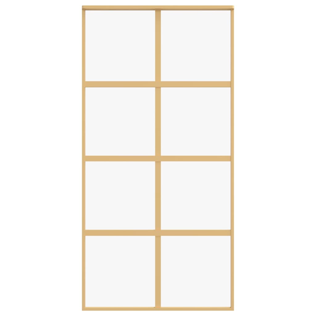Porta Scorrevole Oro 102,5x205 Vetro Trasparente ESG Alluminio