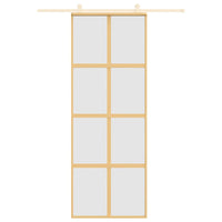 Porta Scorrevole Dorata 76x205 Vetro Smerigliato ESG Alluminio 155187