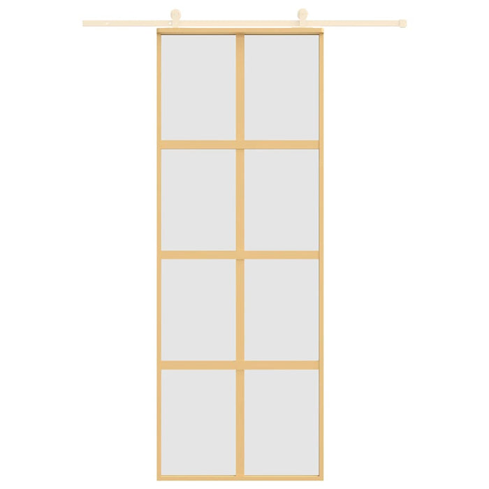 Porta Scorrevole Dorata 76x205 Vetro Smerigliato ESG Alluminio 155187