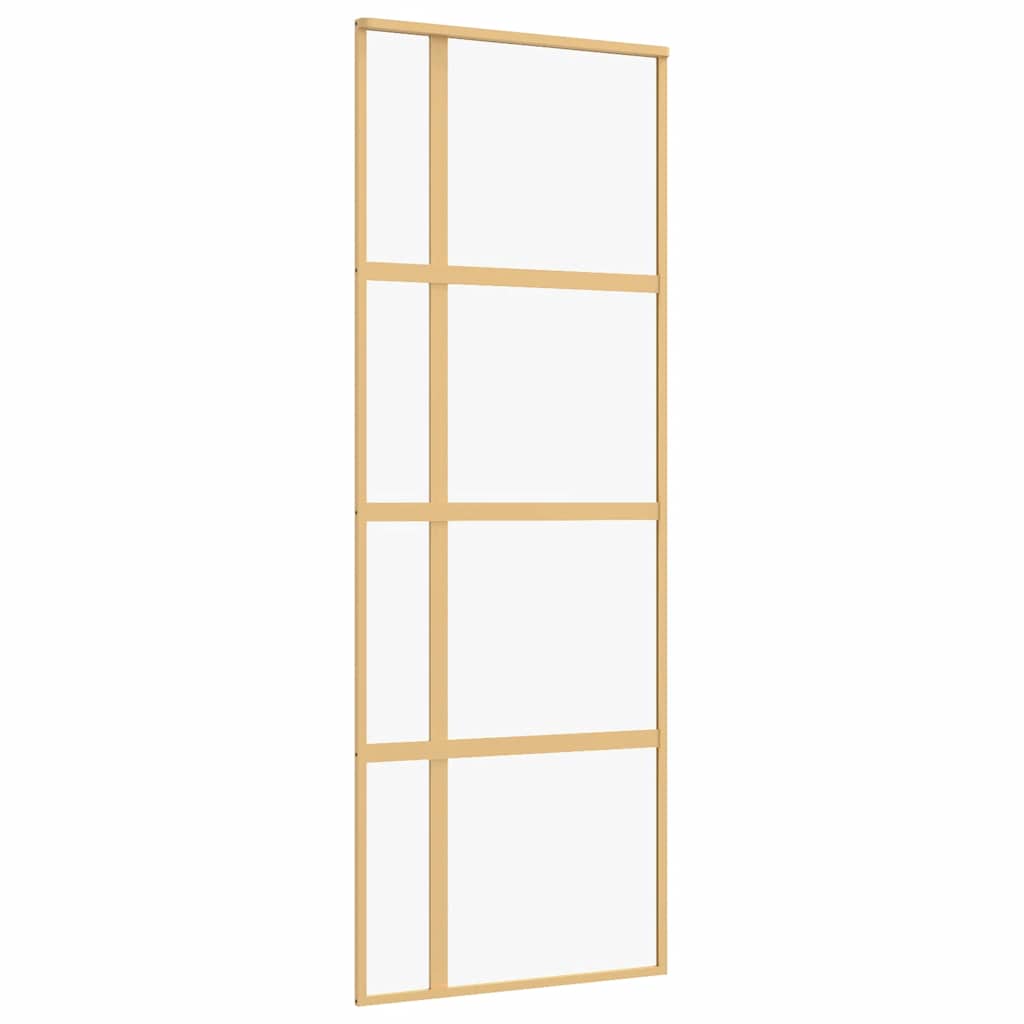 Porta Scorrevole Dorata 76x205 Vetro Trasparente ESG Alluminio 155190