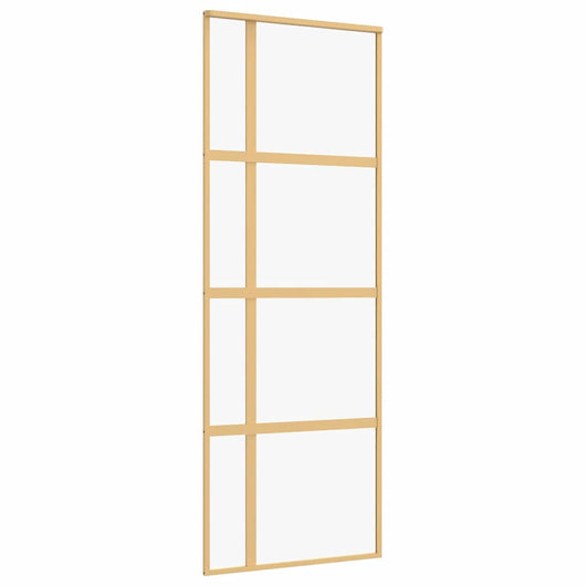Porta Scorrevole Dorata 76x205 Vetro Trasparente ESG Alluminio 155190
