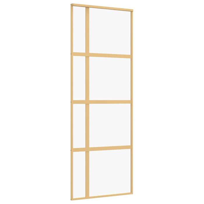 Porta Scorrevole Dorata 76x205 Vetro Trasparente ESG Alluminio 155190