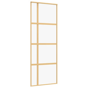 Porta Scorrevole Dorata 76x205 Vetro Trasparente ESG Alluminio