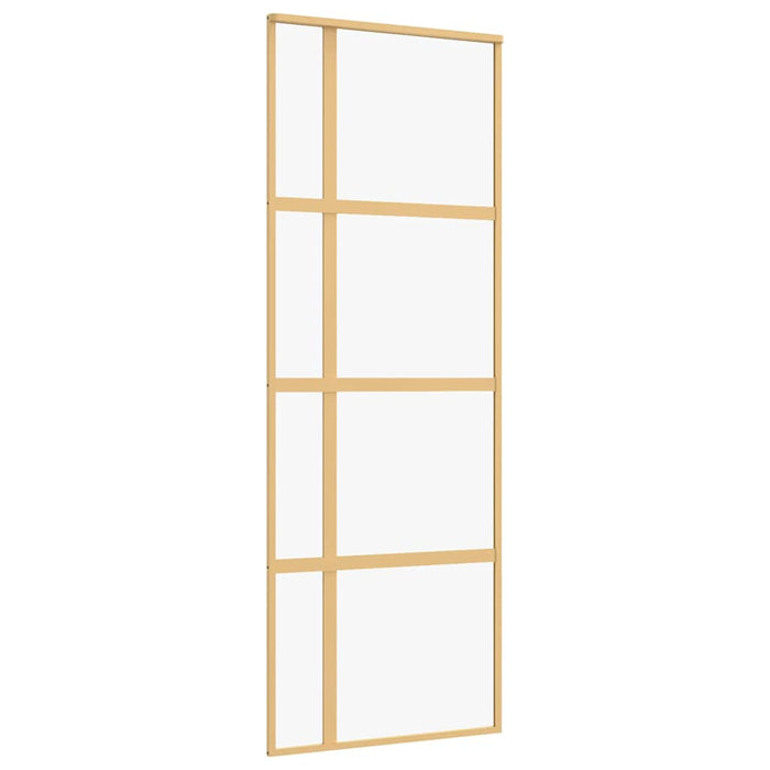 Porta Scorrevole Dorata 76x205 Vetro Trasparente ESG Alluminio