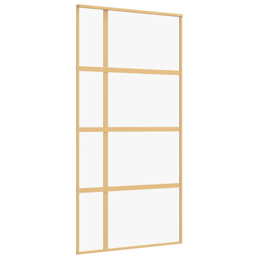 Porta Scorrevole Oro 102,5x205 Vetro Trasparente ESG Alluminio