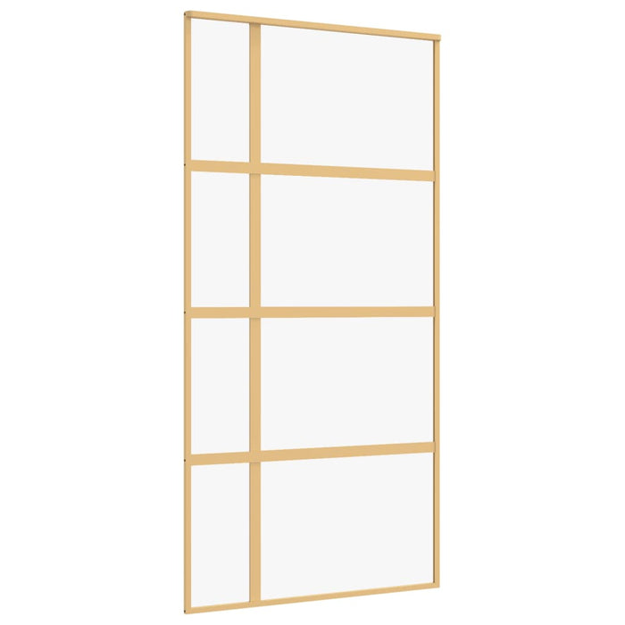 Porta Scorrevole Oro 102,5x205 Vetro Trasparente ESG Alluminio