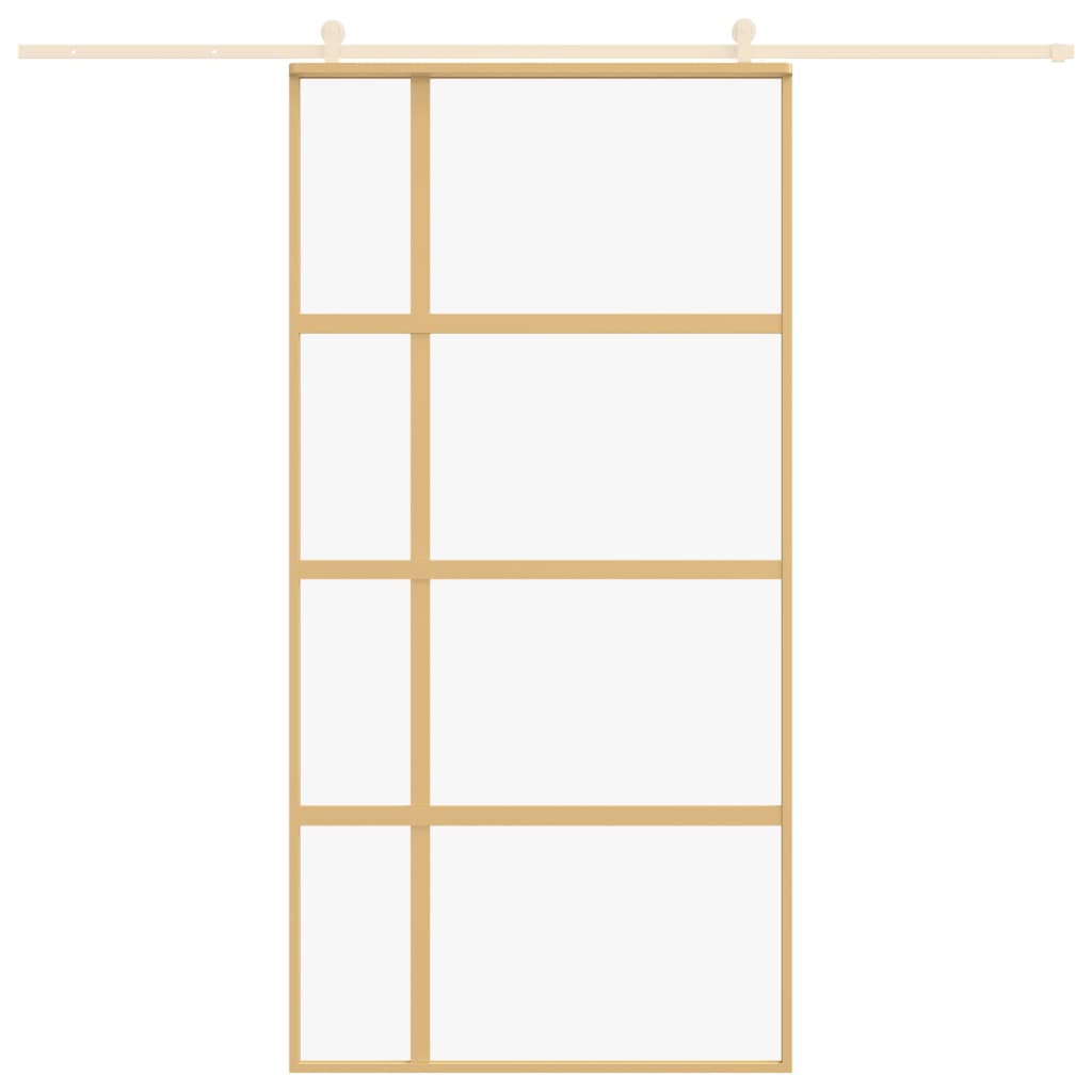 Porta Scorrevole Oro 102,5x205 Vetro Trasparente ESG Alluminio