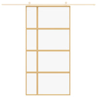 Porta Scorrevole Oro 102,5x205 Vetro Trasparente ESG Alluminio