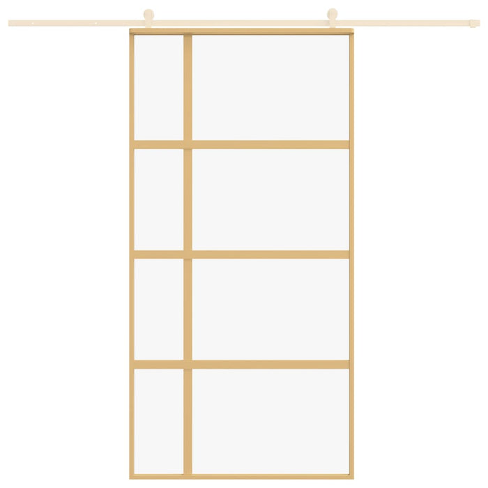 Porta Scorrevole Oro 102,5x205 Vetro Trasparente ESG Alluminio