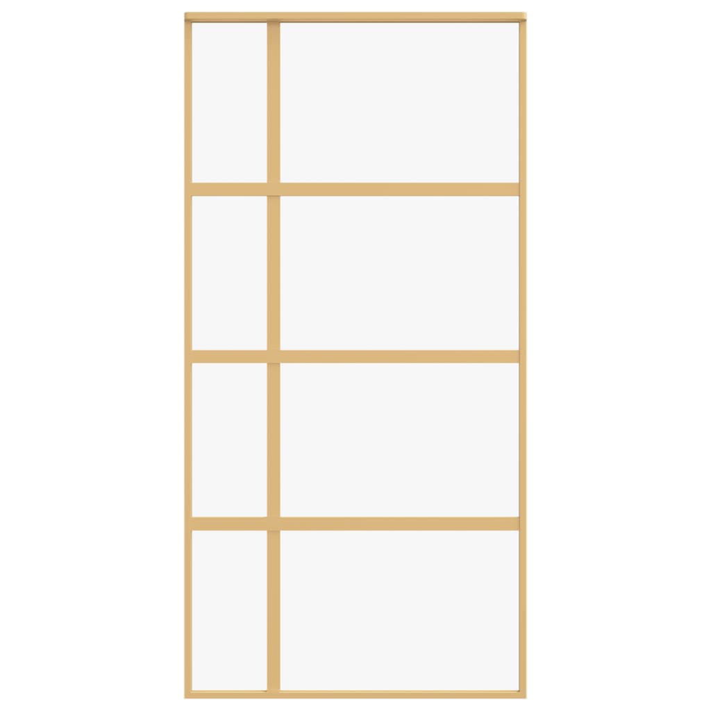 Porta Scorrevole Oro 102,5x205 Vetro Trasparente ESG Alluminio