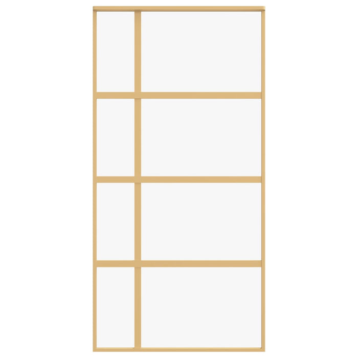 Porta Scorrevole Oro 102,5x205 Vetro Trasparente ESG Alluminio