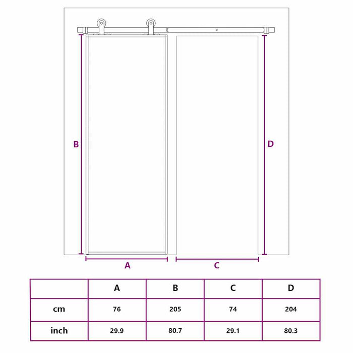 Porta Scorrevole Dorata 76x205 Vetro Smerigliato ESG Alluminio 155193