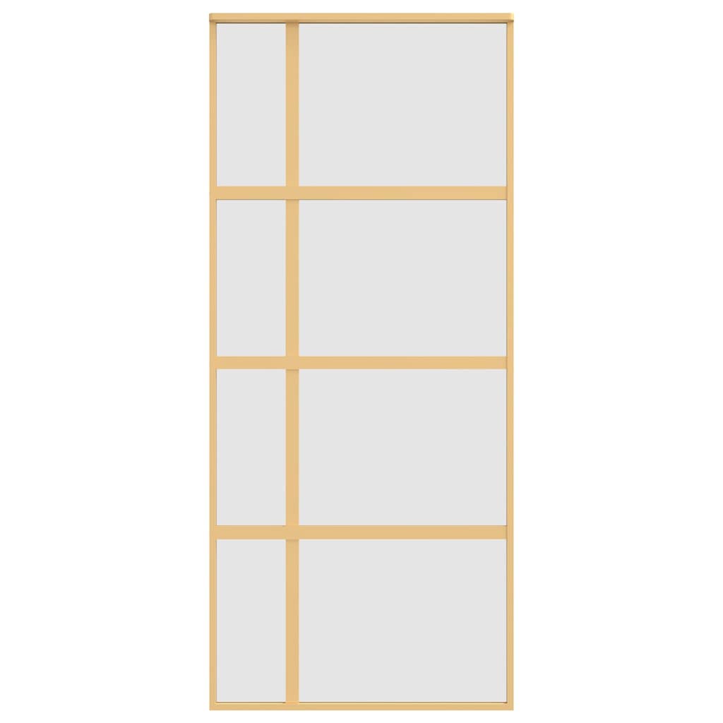 Porta Scorrevole Dorata 90x205 Vetro Smerigliato ESG Alluminio 155194