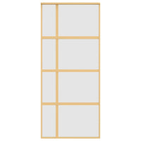 Porta Scorrevole Dorata 90x205 Vetro Smerigliato ESG Alluminio 155194