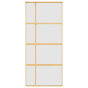 Porta Scorrevole Dorata 90x205 Vetro Smerigliato ESG Alluminio 155194