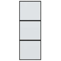 Porta Scorrevole Nera 76x205 cm in Vetro Temperato e Alluminio 155198