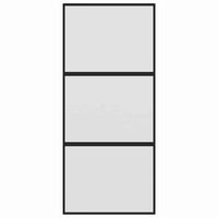 Porta Scorrevole Nera 90x205 cm in Vetro Temperato e Alluminio 155199