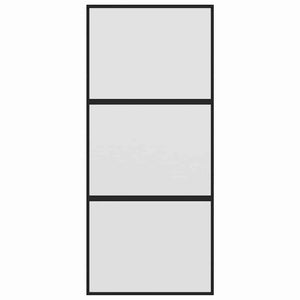 Porta Scorrevole Nera 90x205 cm in Vetro Temperato e Alluminio 155199