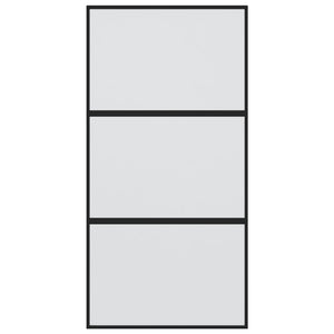 Porta Scorrevole Nera 102,5x205 cm Vetro Temperato e Alluminio