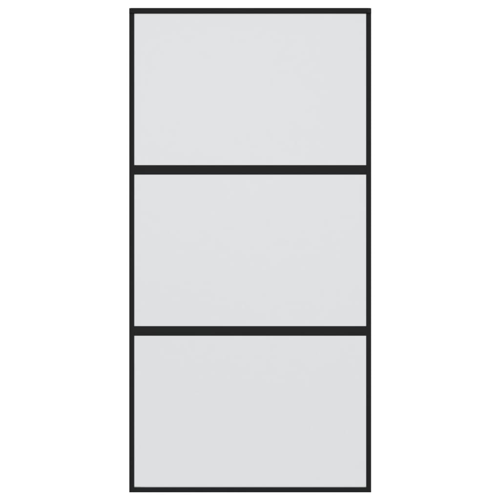 Porta Scorrevole Nera 102,5x205 cm Vetro Temperato e Alluminio 155200