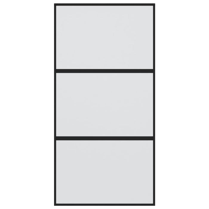 Porta Scorrevole Nera 102,5x205 cm Vetro Temperato e Alluminio 155200