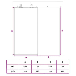 Porta Scorrevole Nera 102,5x205 cm Vetro Temperato e Alluminio 155200